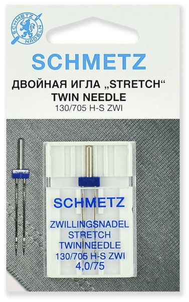 Иглы Schmetz стрейч двойные 130/705 H-S ZWI 4,0/75, 1 шт в Далматово